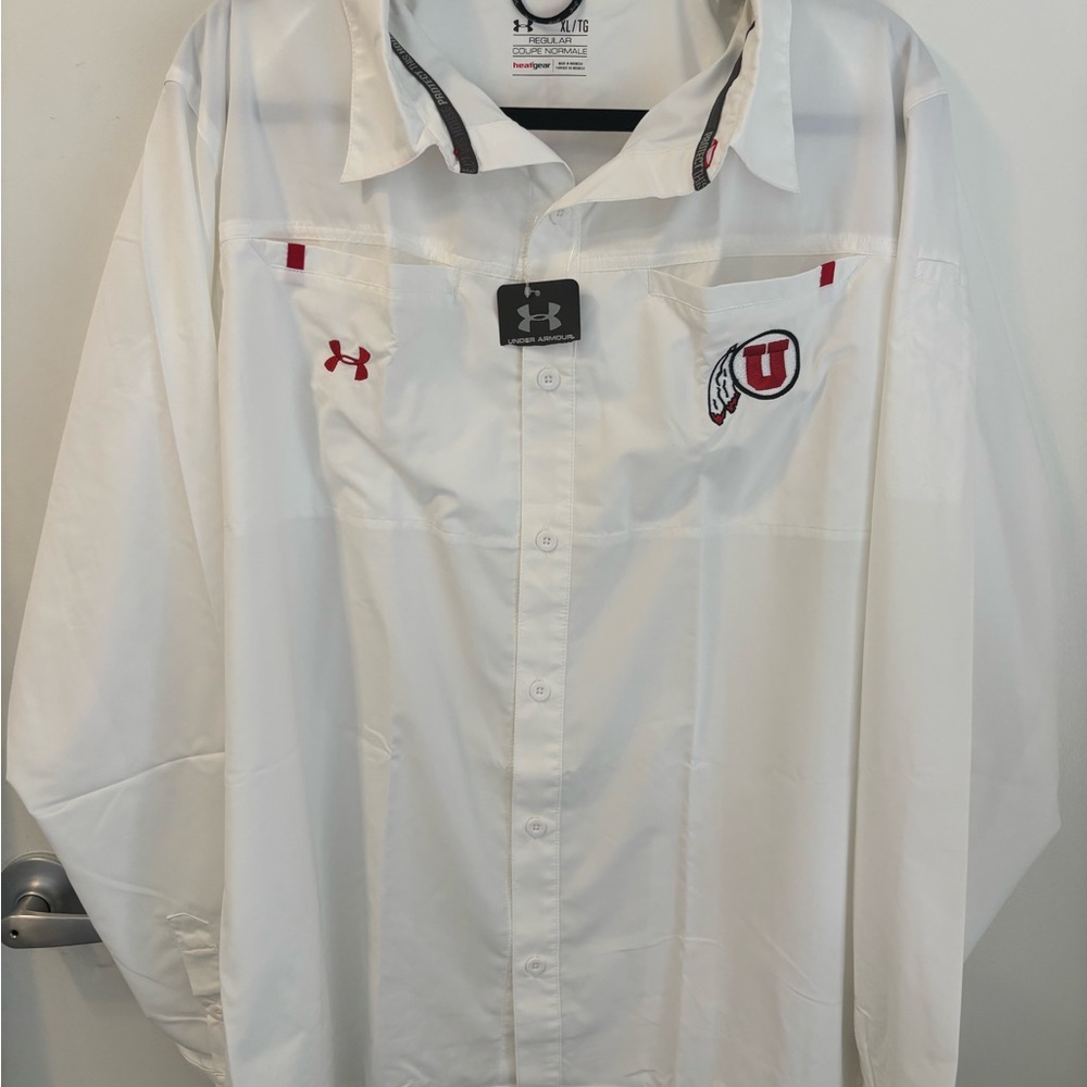 Under Armour White Shirt with Black and Red Details
